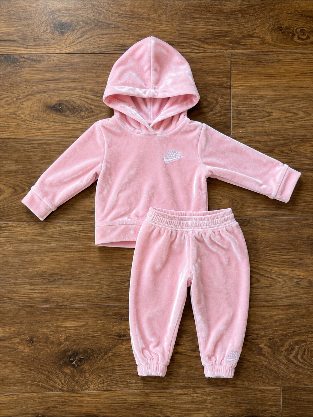 Nike Pink Infant Velour Hoodie & Joggers Set